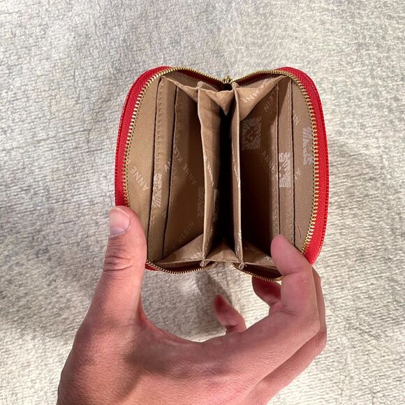 Anne Klein Small Red Wallet With Gold‎ Detail Womens Coin Purse - Picture 6 of 8